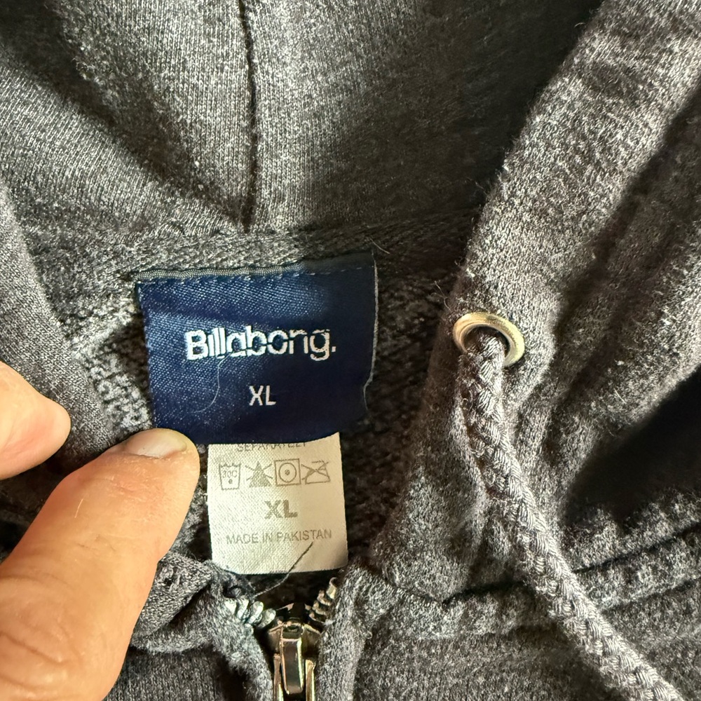 Vintage 90s Billabong Hoodie Mens XL Black Surf Skate Grunge Big Logo Pullover - Picture 5 of 11